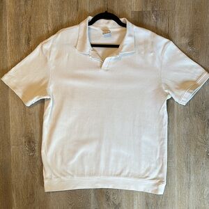 Zara White Polo Shirt with Ribbed Cuffs